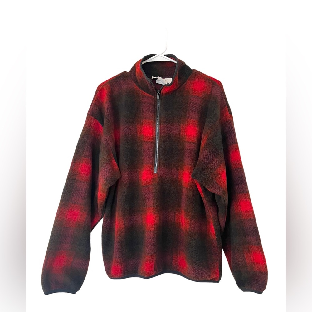 Vintage Marciano Showdown Plaid Fleece Hiking Sweater Quarter Zip Up, Size M